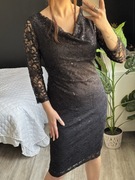 Piękna sukienka The Collection Debenhams M czarna koronka midi classy