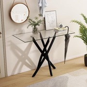 Stolik konsolowy, szklany wąski stolik pomocniczy GOLDFAN