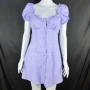 Sukienka H&M Divided liliowa biała kratka mini EU 40