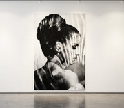 Plakat A3 czarno biały kobieta zebra fine art print