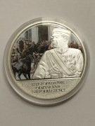 Duży , posrebrzany medal w kapslu - Józef Piłsudzki -1000 lecie Polski