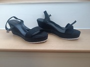 Sandały na niskim koturnie koturny damskie 40 zamszowe wyściółka skóra 