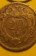 Moneta Austria FRANZ JOZEF 1894 r 20 halerzy korony austriacko-węgierskiej