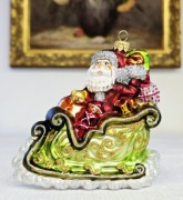 Bombka choinkowa Mikołaj na saniach szklane bombki kształtki  