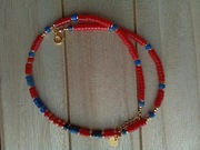 Naszyjnik czerwień z granatem 