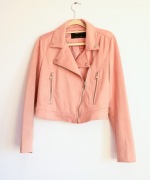 Kurtka typu ramoneska materiał pudrowy róż rozmiar S 36