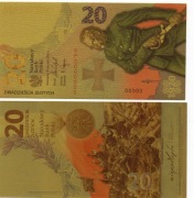 Banknot Pozłacany 20 zł. Józef Piłsudski Bitwa Warszawska 2020r.