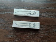 Dwa elementy Lego 2431pb0084R i 2431pb0084L z 6207 Gwiezdne Wojny naklejki