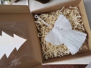 Aniołek ze sznurka boho biały handmade prezent boze narodzenie