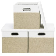 3x Pudełka Pojemniki Do Przechowywania Z Pokrywą Beżowe 