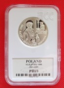 10 ZŁOTYCH 1999 - JAN ŁASKI - GRADING GCN PR69 !!!
