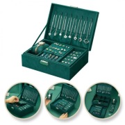 Szkatułka na biżuterię kuferek etui organizer butelkowa zieleń pudełko