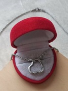 Piękny łańcuszek serce naszyjnik serduszko stal kolor srebrny cudo okazja