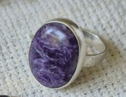 Duży  pierścionek srebrny  z uroczym  czaroitem