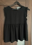 Włoska szyfonowa bluzka z baskinką czarna