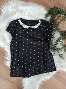 sinsay 36S czarna bluzka podkoszulka damska z krótkim rękawem w koty 