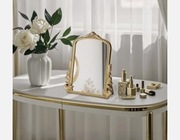 LUSTRO DO MAKIJAŻU W STYLU VINTAGE LUSTRO DO TOALETKI ANTYCZNE  ZŁOTE