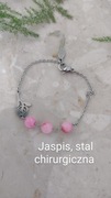 Bransoletka Różowa Róża – jaspis, stal