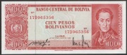 Boliwia 100 pesos bolivianos 1962 - Simon Bolivar - stan bankowy UNC