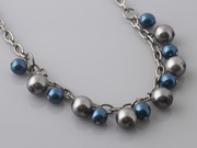 Naszyjnik Granatowo Szary