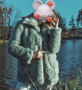 Kurtka Sztuczne Miękkie Futro M Asos Zielona satynowa podszewka