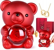 Gotowy Prezent na walentynki urodziny Miś róża pudełko ozdobne łańcuszek