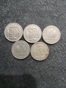 5x 20 groszy 1991r.