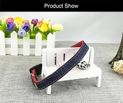 Obroża dla szczeniaka z materiału dżinsowego czerwona 