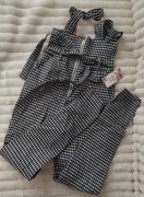 Spodnie w kratkę z wysokim stanem rm. S