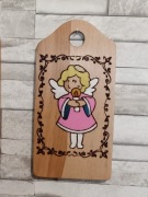 Anioł, zawieszka malowany na desce