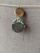 Wisior artystyczny drewno łańcuszek kulkowy 