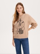 Bluza z długim rękawem z aplikacją kobiety - Reserved - rozm. XS