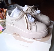 Sneakersy adidasy beżowe roz.38 skóra naturalna gruba podeszwa platforma