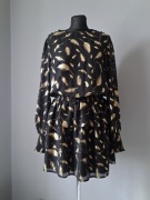 Piękna czarna złota sukienka M/38 y.a.s. liście