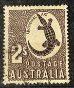 Australia, krokodyl wykonany w technice sztuki aborygeńskiej, 2s szylingi