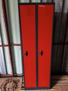 Szafka robocza metalowa podwójna, granatowo czerwona wys.180 cm