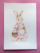„Króliczek z koszyczkiem”, akwarela na papierze (300 g/m²), 29,7x21 cm