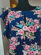 Granatowa sukienka wiskoza kwiaty falbanki