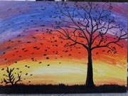 DUŻY OBRAZ 70x50cm MALOWANY RĘCZNIE Jesień