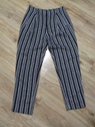 MARKS & SPENCER lniane spodnie w szare i granatowe paski len i wiskoza _40