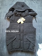 Wełniana kamizelka z kapturem AllSaints, 100% wełna, nowa, L