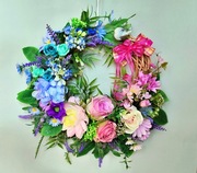 PROMOCJA! Wianek wieniec na drzwi 40 cm kwiaty rękodzieło ozdoba prezent