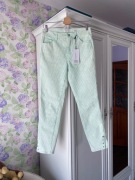 Spodnie w paski Rosner Audrey Skinny wysoki stan high waist 36/S turkusowe