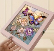 Organizer na biżuterię z lusterkiem lis idealny prezent vintage szkatułka