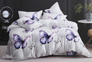 Komplet pościeli 160x200cm 4 częściowy Motyle Fioletowe