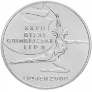 UKRAINA 5 UAH 2000r. Igrzyska XXVII Olimpiady -gimnastyka artystyczna