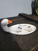 Porcelanowa paterka z gąskami sielskie wiejskie