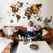 Drewniana Mapa Świata bardzo modna dekoracja ścien