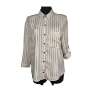 Koszula BERSHKA M 38 Wiskoza Beżowa Paski Biuro Casual Luźna