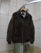 Brązowa męska L kurtka skórzana marki Bison wykonana z powlekanej dwoiny w